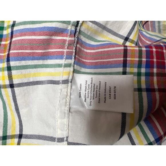 Talbots White Red Blue Plaid Long Sleeve Button Up Blouse Top Large Petite - Picture 5 of 5